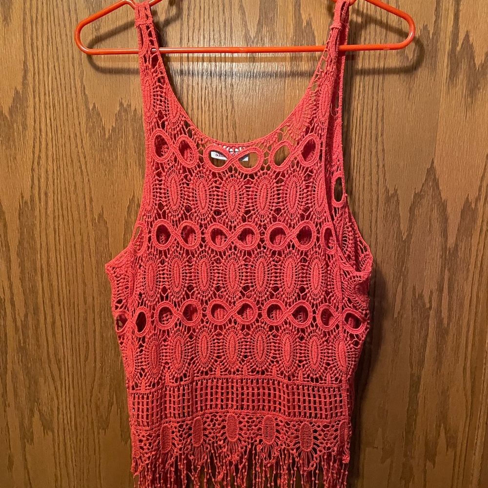 🔥🔥Panhandle size M/L crocheted tank top. Super cute.  Color is orange!